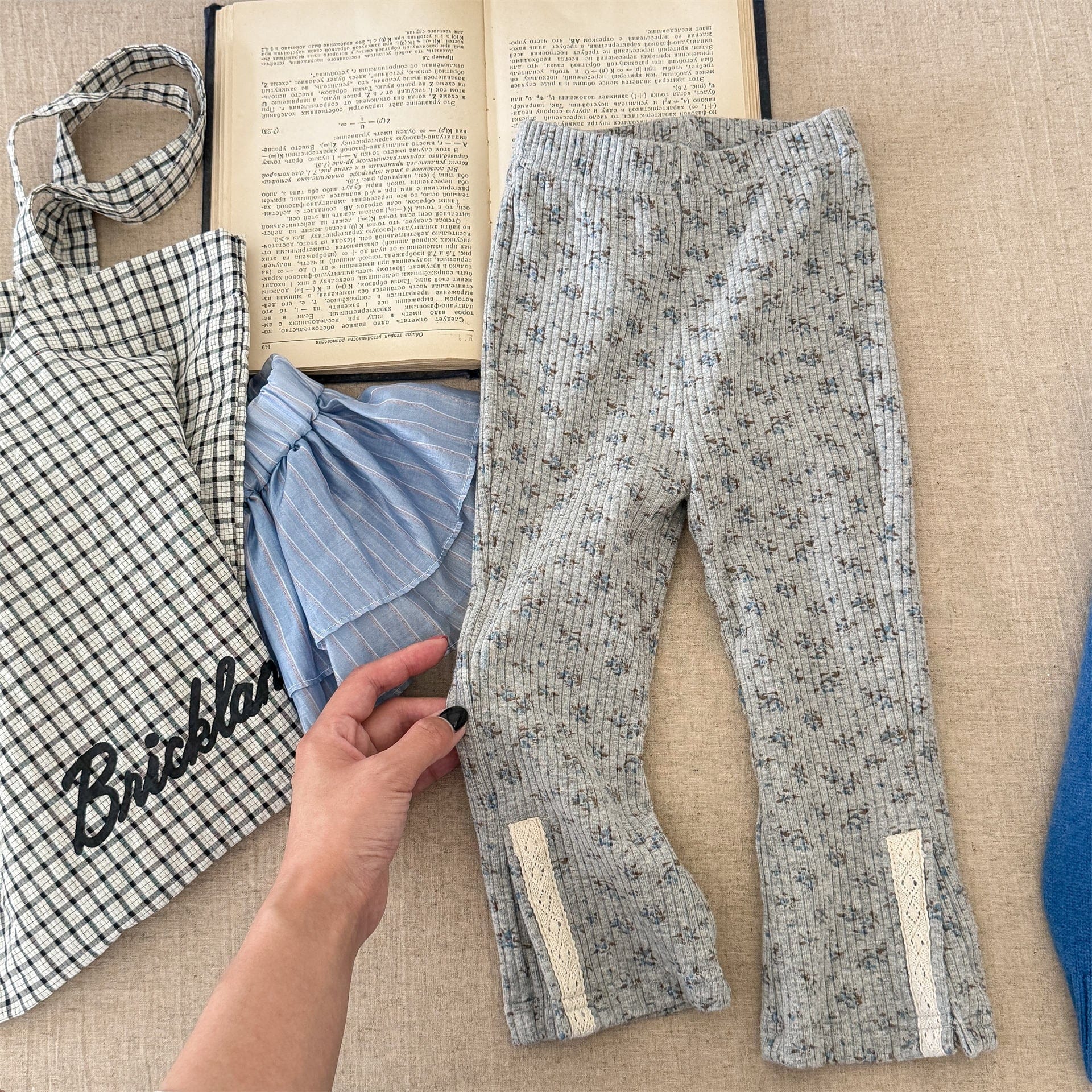 レギンスパンツ Light Gray / 80cm レースパッチスリットリブレギンスパンツ【mh0010908】