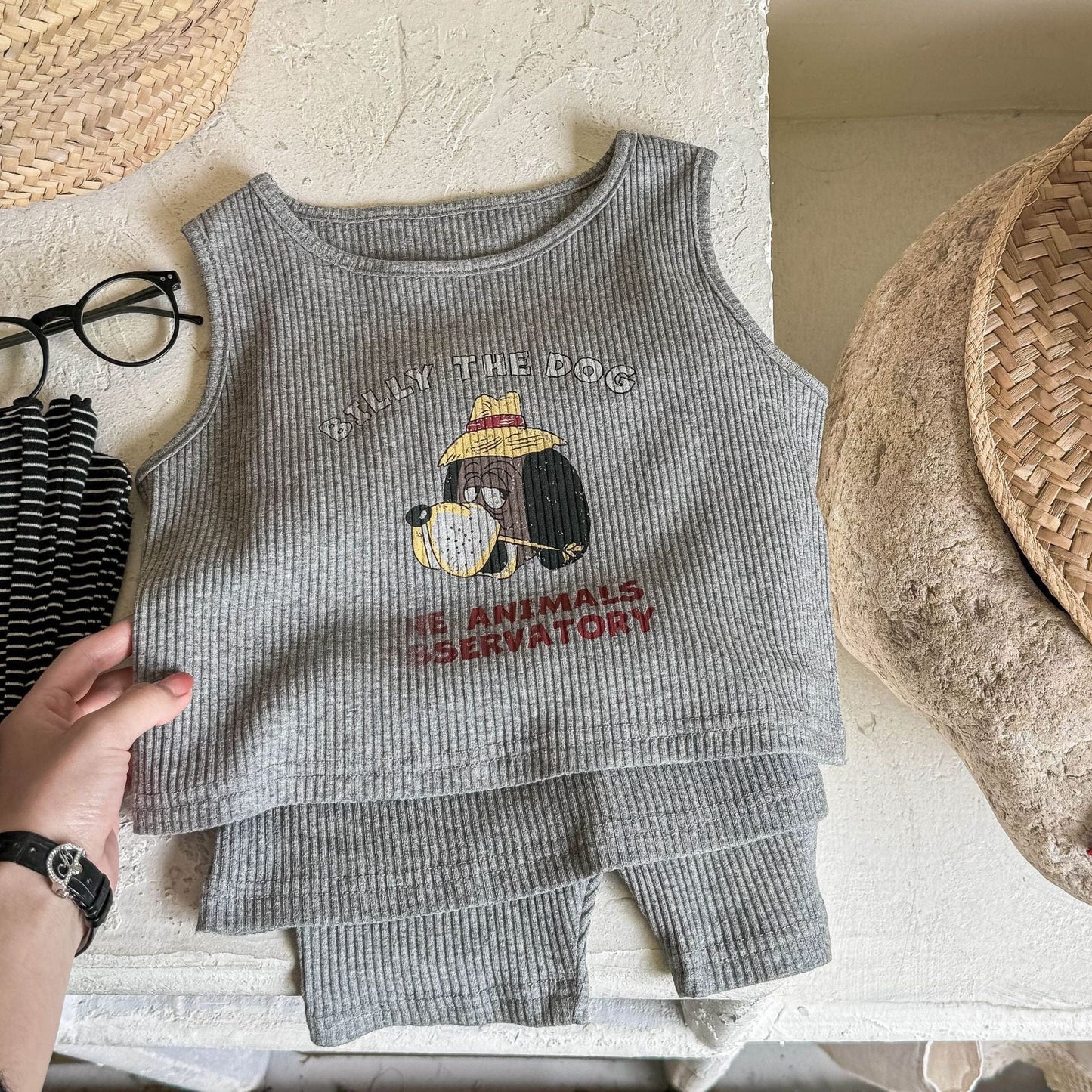 ノースリーブセットアップ Light Gray / 80cm ノースリーブTシャツ＋スカートパンツ ショートパンツセットアップ 2点セット【mh0009537】