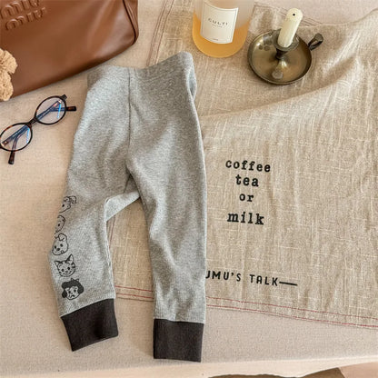 レギンスパンツ Light Grey / 80cm キッズパンツ ロゴプリント柄 レギンスパンツ 3カラー【mh0003974】