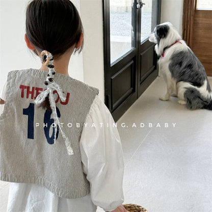 ベスト キッズベスト ストライプ/フラワープリントバックロゴレトロジレベスト【mh-0008973】