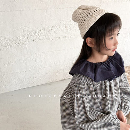 長袖シャツ・ブラウス キッズトップス ラッフル襟チェック長袖ブラウス【mh-0008975】