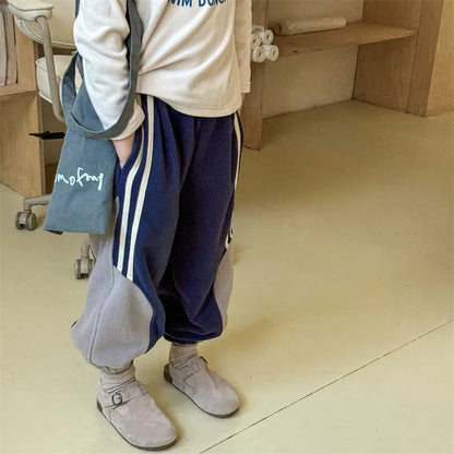 ロングパンツ・スウェットパンツ キッズパンツ パッチワークフリースサイドラインスウェットパンツ【mh0007618】