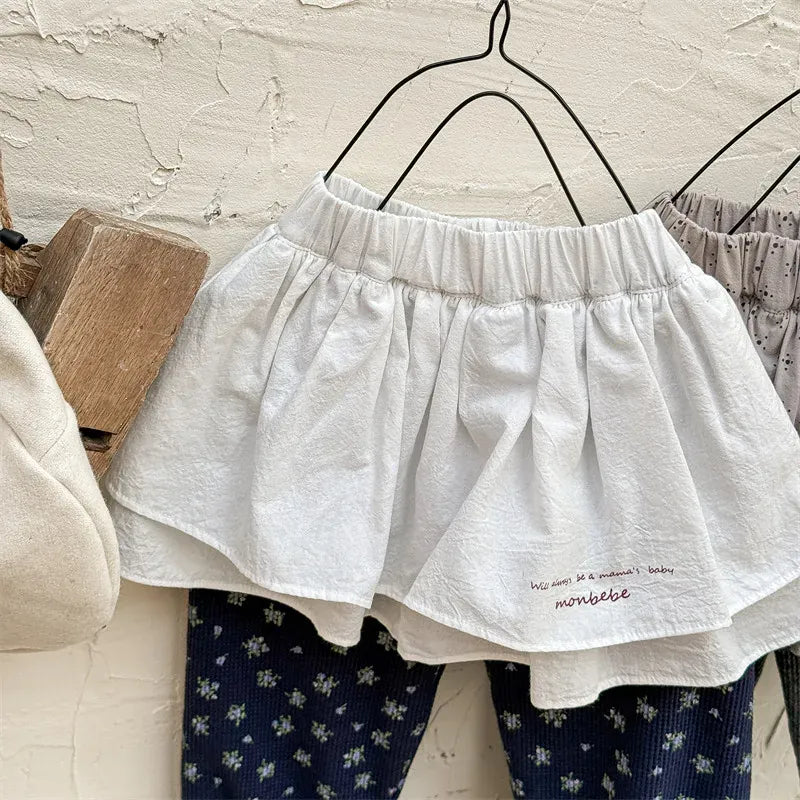 レギンスパンツ キッズパンツ ミニティアードスカートドッキング裏ボアフリースレギンスパンツ スカッツ【mh0007622】