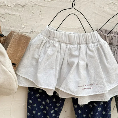 レギンスパンツ キッズパンツ ミニティアードスカートドッキング裏ボアフリースレギンスパンツ スカッツ【mh0007622】