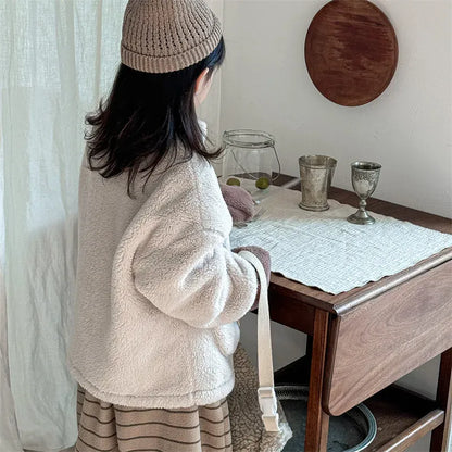 ショートコート・ジャケット・ジャンパー キッズアウター ボアフリースくすみカラージップアップジャケット【mh0007674】