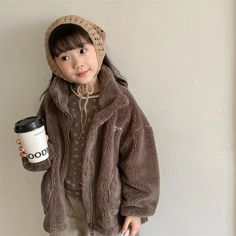 ショートコート・ジャケット・ジャンパー キッズアウター ボアフリースくすみカラージップアップジャケット【mh0007674】