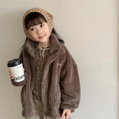 ショートコート・ジャケット・ジャンパー キッズアウター ボアフリースくすみカラージップアップジャケット【mh0007674】