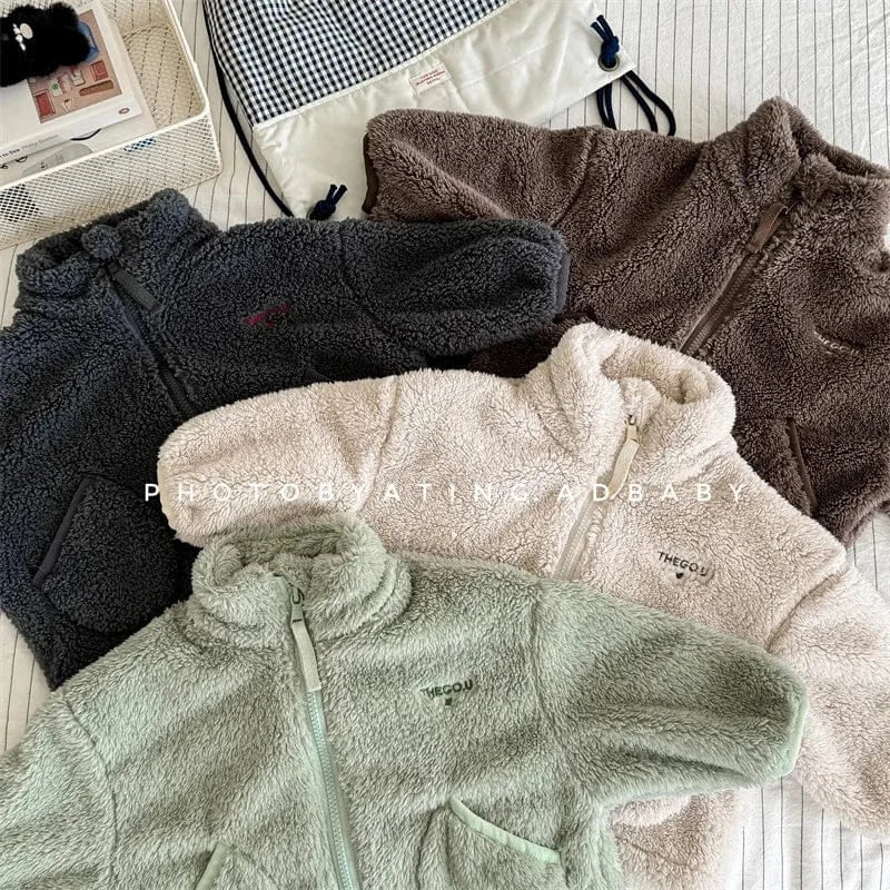 ショートコート・ジャケット・ジャンパー キッズアウター ボアフリースくすみカラージップアップジャケット【mh0007674】