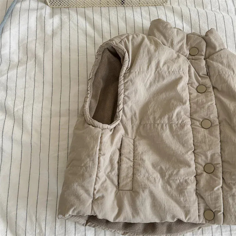 ベスト キッズベスト 裏フリーススタンドカラーフロントオープンアウターベスト【mh0007675】