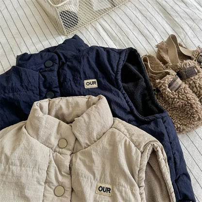 ベスト キッズベスト 裏フリーススタンドカラーフロントオープンアウターベスト【mh0007675】