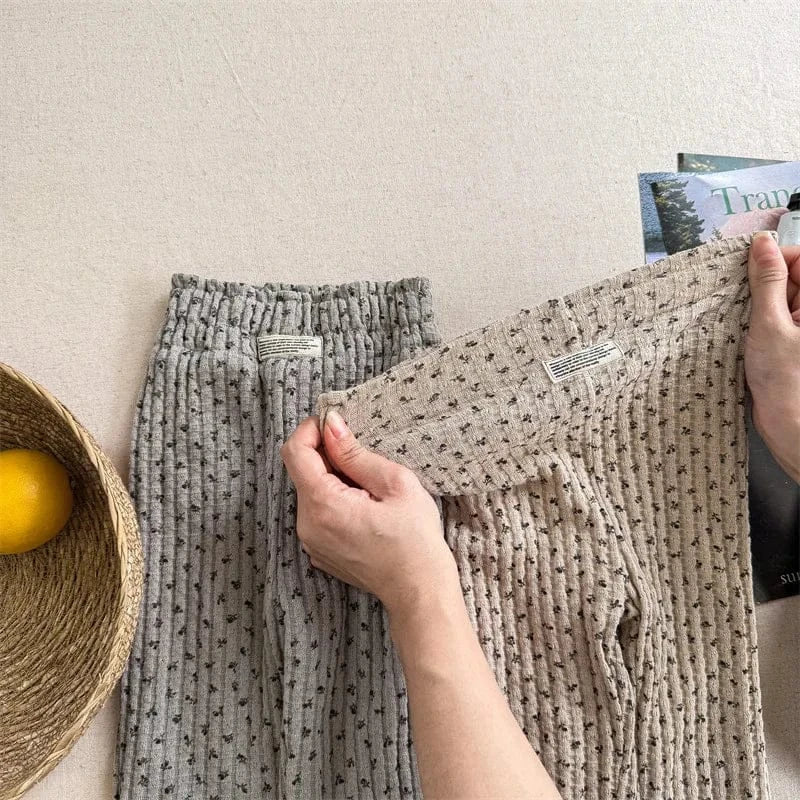 レギンスパンツ キッズパンツ フラワー小花柄プリント裏フリースレギンスパンツ【mh0007892】