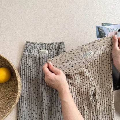 レギンスパンツ キッズパンツ フラワー小花柄プリント裏フリースレギンスパンツ【mh0007892】