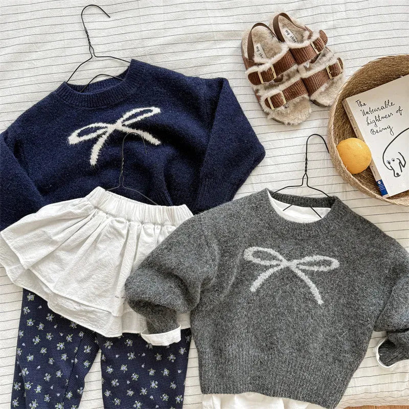 ニット・セーター キッズトップス ビッグリボン長袖ニットセーター【mh0007926】