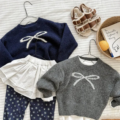 ニット・セーター キッズトップス ビッグリボン長袖ニットセーター【mh0007926】