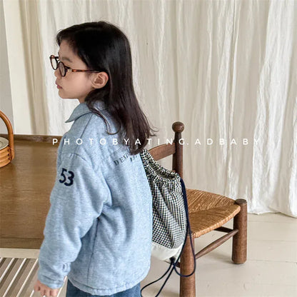 ショートコート・ジャケット・ジャンパー キッズアウター デニム/チェックレターロゴプリントパデッド襟付きジャケットコート【mh0007927】