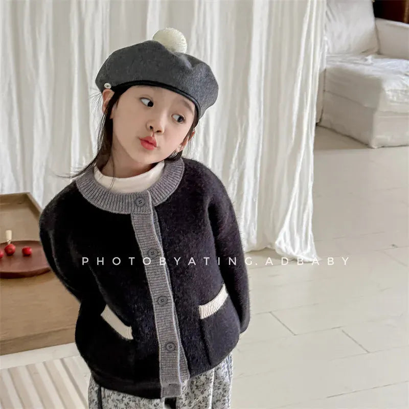 カーディガン・パーカー キッズカーディガン パッチワークカラフルニットカーディガンジャケット【mh0007929】