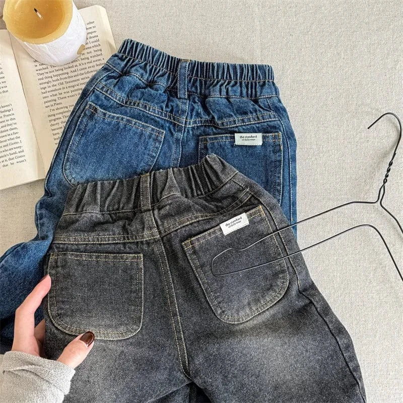 デニムパンツ キッズパンツ うさぎ/くまアップリケ裏フリースデニムパンツジーンズ【mh0007933】