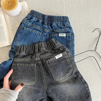 デニムパンツ キッズパンツ うさぎ/くまアップリケ裏フリースデニムパンツジーンズ【mh0007933】