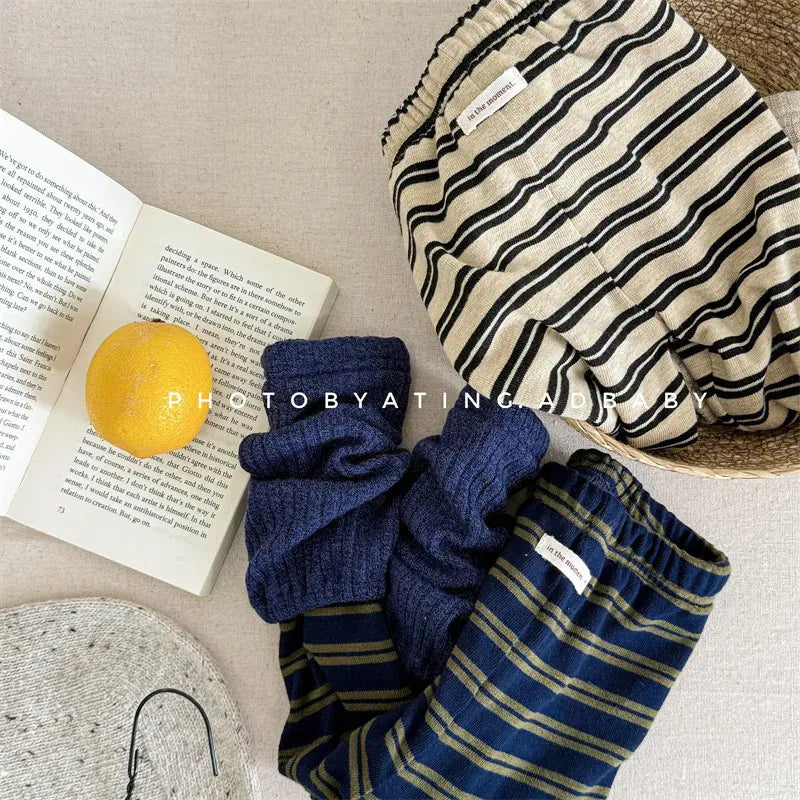 レギンスパンツ キッズパンツ リブレッグウォーマードッキングボーダー裏フリースレギンスパンツ【mh0007946】