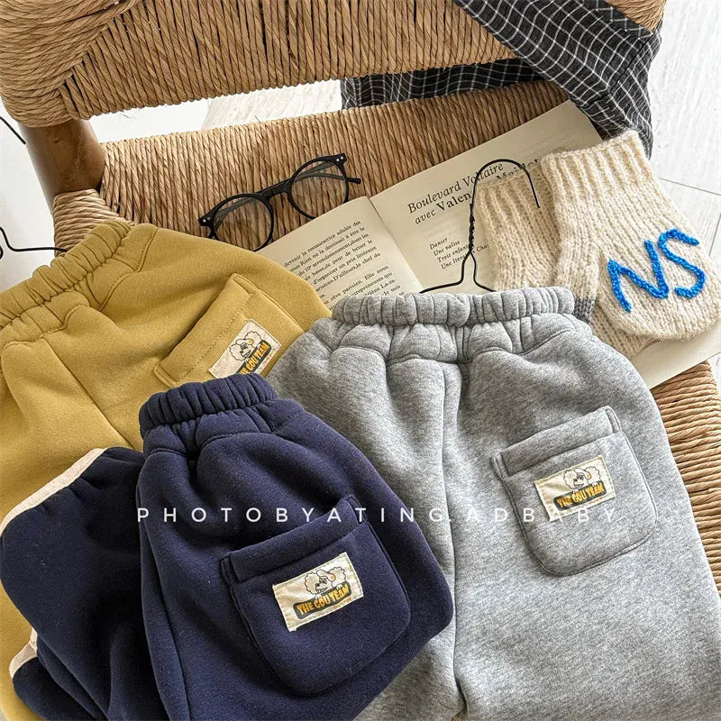 ロングパンツ・スウェットパンツ キッズパンツ バイピング裏ボアフリースロングスウェットパンツ【mh0008072】