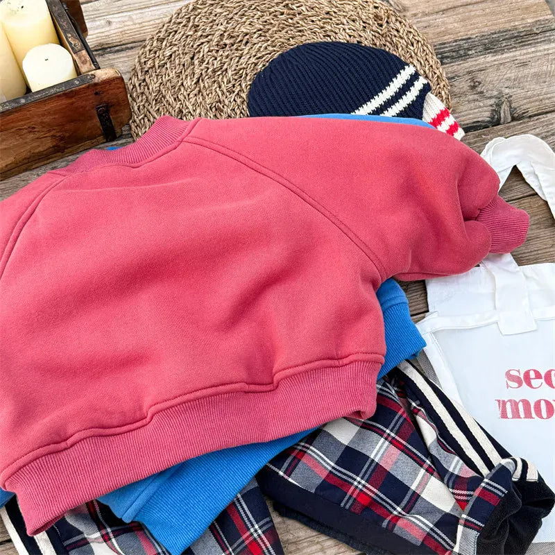 トレーナー・フーディ キッズトップス ドッグ犬プリント裏フリース長袖スウェットトレーナー【mh0008073】