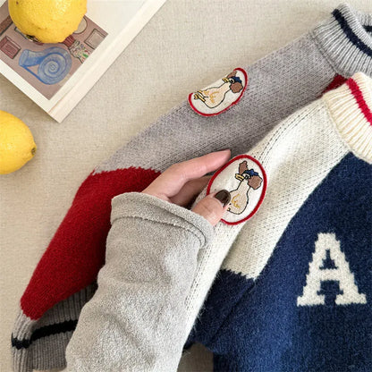 ニット・セーター キッズトップス パッチワークラグランつばめスワローニット長袖セーター【mh0008093】