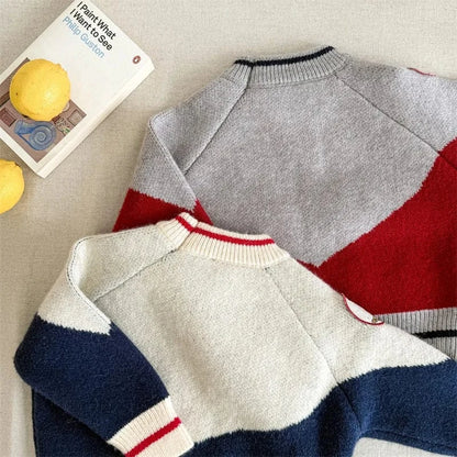 ニット・セーター キッズトップス パッチワークラグランつばめスワローニット長袖セーター【mh0008093】