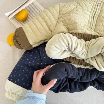 トレーナー・フーディ キッズアウター キルティング裏フリースハーフジッププルオーバー【mh0008191】