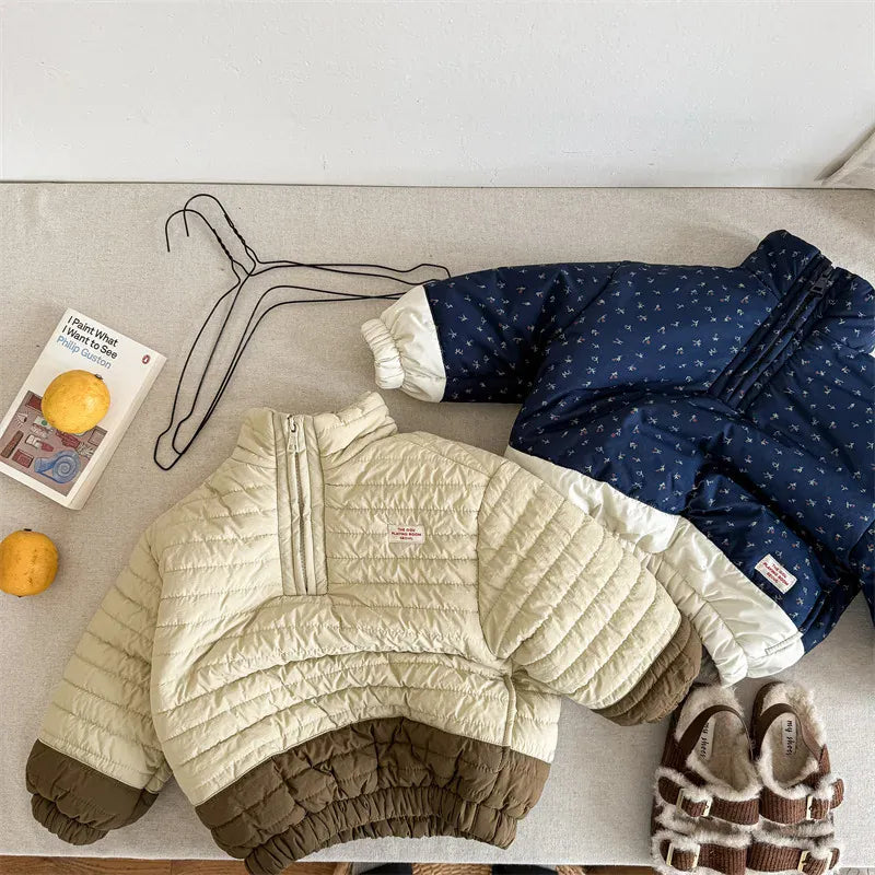 トレーナー・フーディ キッズアウター キルティング裏フリースハーフジッププルオーバー【mh0008191】