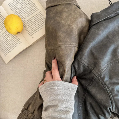 ショートコート・ジャケット・ジャンパー キッズアウター フェイクレザー襟付きジップアップブルゾンジャケット【mh0008193】