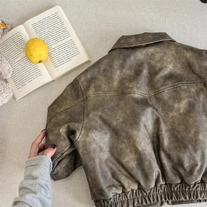 ショートコート・ジャケット・ジャンパー キッズアウター フェイクレザー襟付きジップアップブルゾンジャケット【mh0008193】