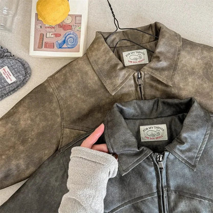 ショートコート・ジャケット・ジャンパー キッズアウター フェイクレザー襟付きジップアップブルゾンジャケット【mh0008193】