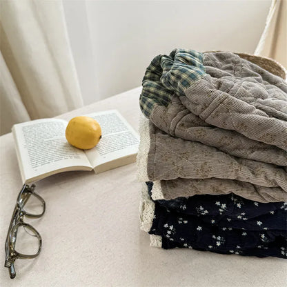 ロングパンツ・スウェットパンツ キッズパンツ フラワープリントコーデュロイパデッド防寒ロングパンツ【mh0008195】