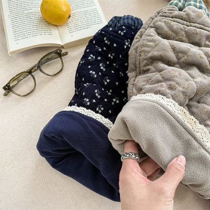 ロングパンツ・スウェットパンツ キッズパンツ フラワープリントコーデュロイパデッド防寒ロングパンツ【mh0008195】