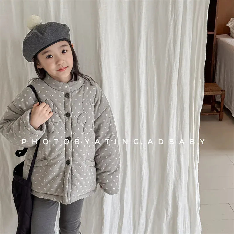 ショートコート・ジャケット・ジャンパー キッズアウター レトロフラワーパッチワークパデッドジャケットコート【mh0008197】