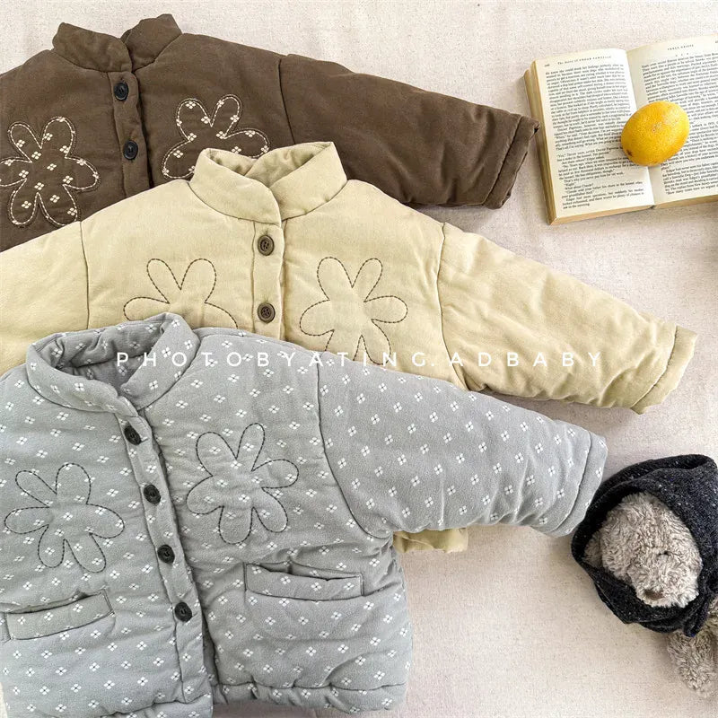 ショートコート・ジャケット・ジャンパー キッズアウター レトロフラワーパッチワークパデッドジャケットコート【mh0008197】