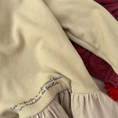 長袖ワンピース キッズワンピース ハイネックレターロゴプリントドッキング長袖ワンピース【mh0008281】