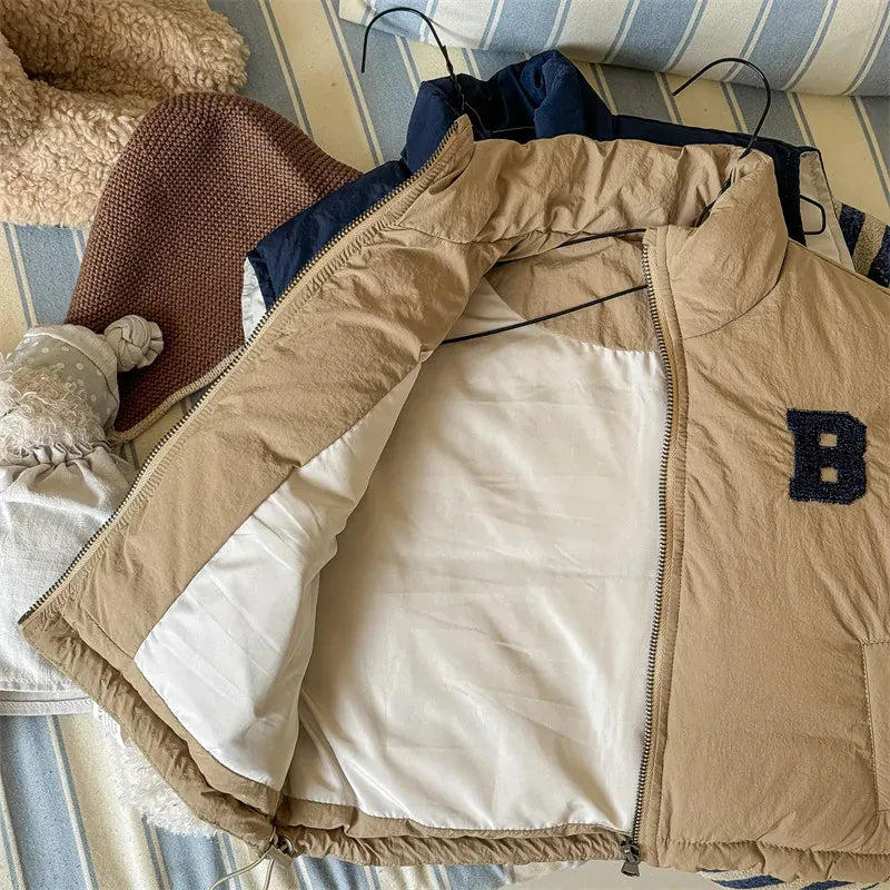 ベスト キッズベスト ワッペンアップリケパデッドジップアップアウターベスト【mh0008284】