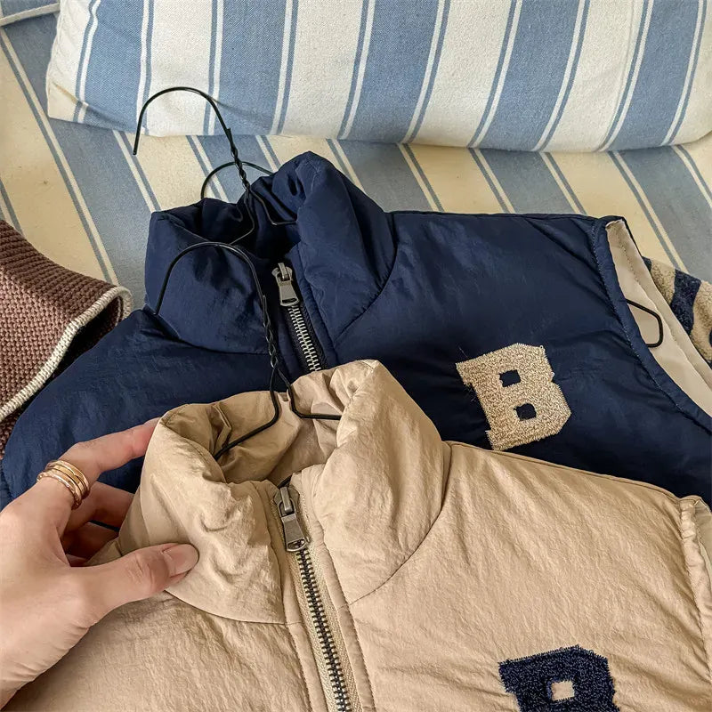 ベスト キッズベスト ワッペンアップリケパデッドジップアップアウターベスト【mh0008284】