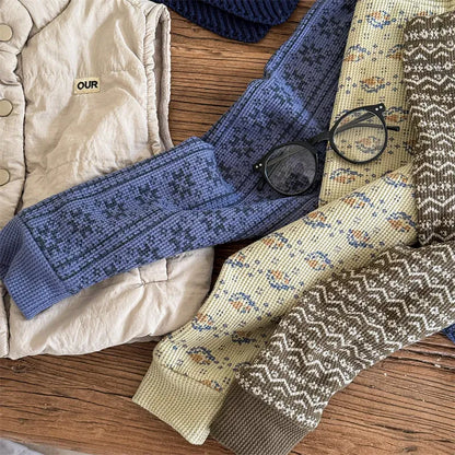 レギンスパンツ キッズパンツ 幾何学トライバルプリント裏フリースレギンスパンツ【mh0008289】