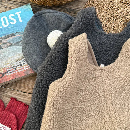 サロペットパンツ・サスペンダーパンツ キッズジャンプスーツ ボアフリースノースリーブサロペットパンツ【mh0008321】