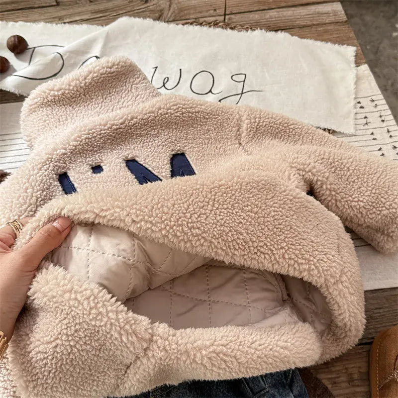 ショートコート・ジャケット・ジャンパー キッズアウター バックレターロゴ刺繍ボアフリースジャケットコート【mh0008324】