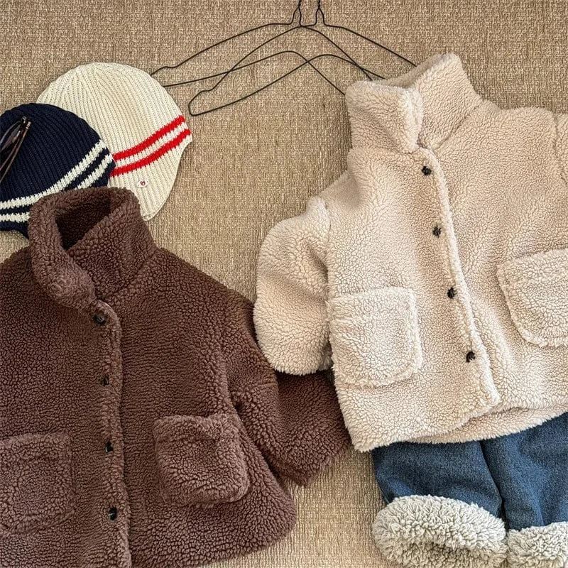 ショートコート・ジャケット・ジャンパー キッズアウター バックレターロゴ刺繍ボアフリースジャケットコート【mh0008324】