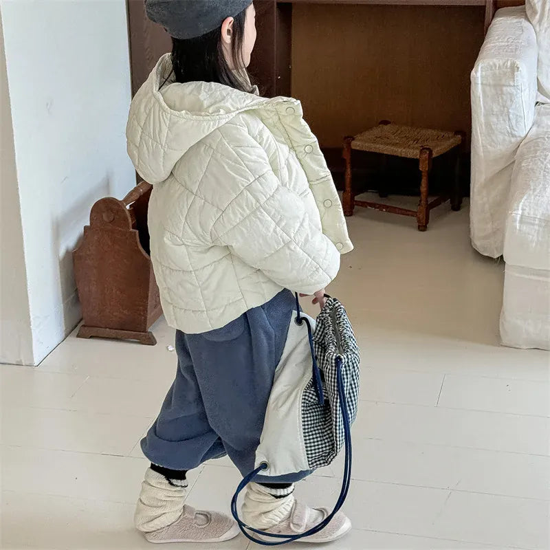 ショートコート・ジャケット・ジャンパー キッズアウター ブロックキルティングフーディジャケットコート【mh0008442】