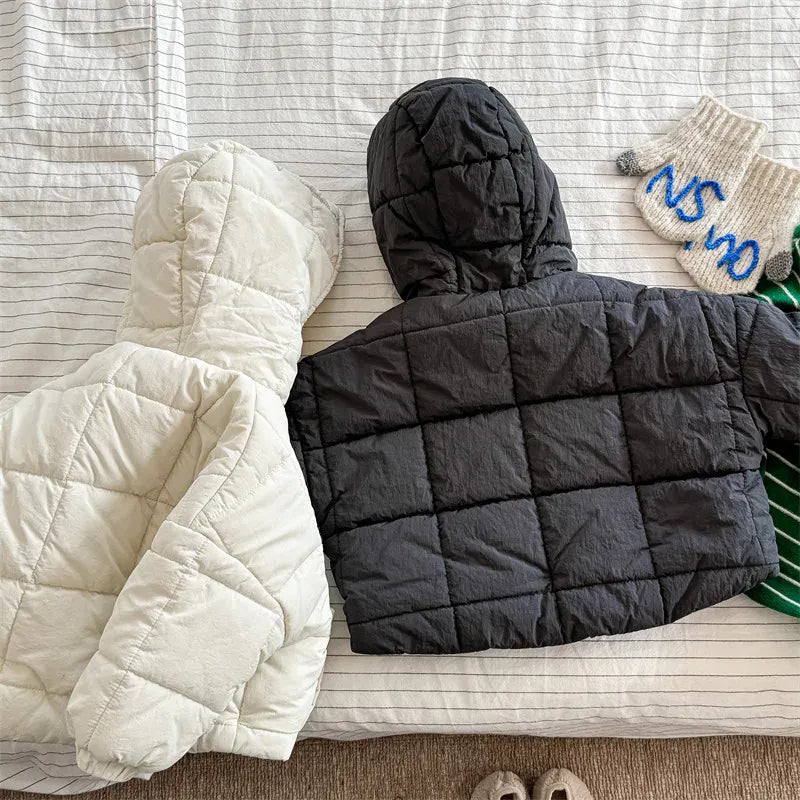 ショートコート・ジャケット・ジャンパー キッズアウター ブロックキルティングフーディジャケットコート【mh0008442】