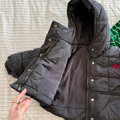 ショートコート・ジャケット・ジャンパー キッズアウター ブロックキルティングフーディジャケットコート【mh0008442】