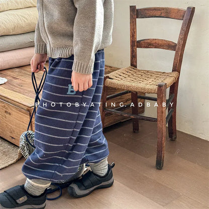 ロングパンツ・スウェットパンツ キッズパンツ ボーダーワッペン裏フリースロングスウェットパンツ【mh0008449】