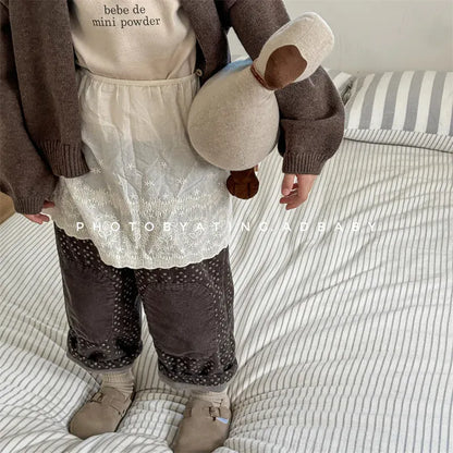 ロングパンツ・スウェットパンツ キッズパンツ フラワープリントキルティングロングパンツ【mh0008453】