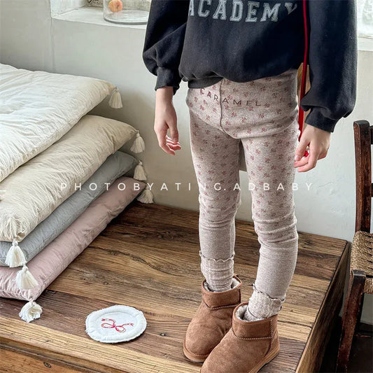 レギンスパンツ キッズパンツ フラワープリント切り替えレギンスパンツ【mh0008455】