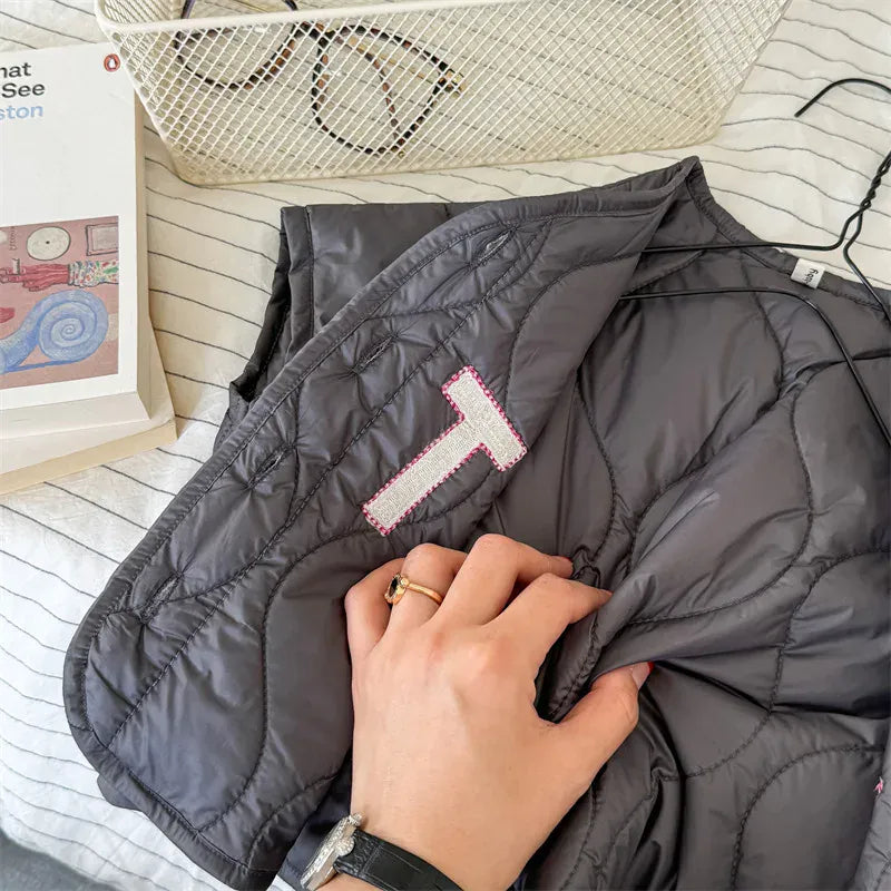 ベスト キッズベスト レターロゴ刺繍キルティングビッグシルエットベスト【mh0008457】